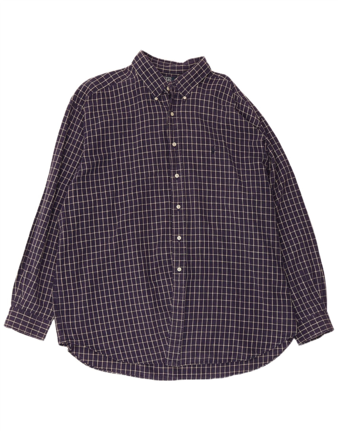 POLO RALPH LAUREN Camisa Blaire para hombre 2XL Algodón a cuadros azul marino