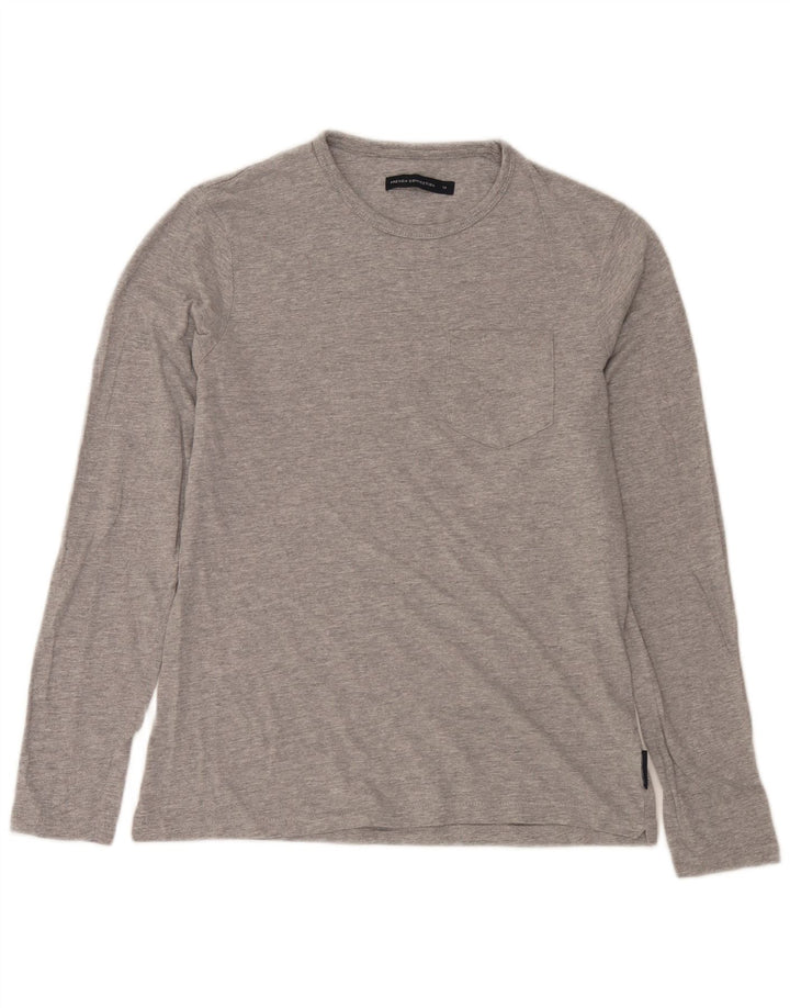 French Connection Camiseta para hombre de manga larga de algodón gris medio