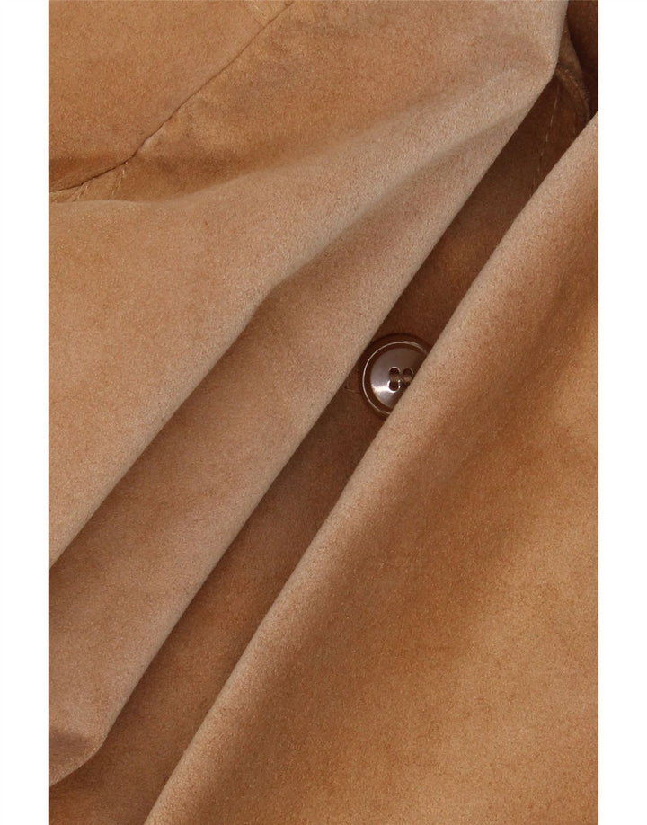 Barone Chaqueta de ante para mujer UK 10 Small Beige Leather