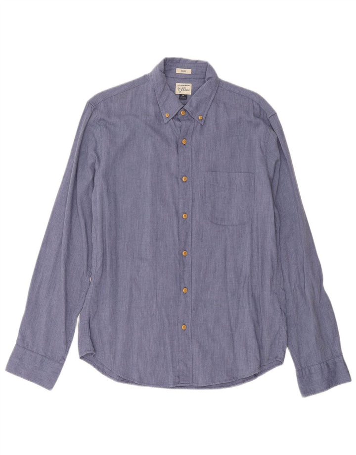 J. CREW Camisa Slim Fit para Hombre Algodón Azul Medio