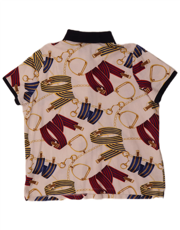 Ralph Lauren Polo con estampado abstracto para mujer, talla 2XL, algodón blanco
