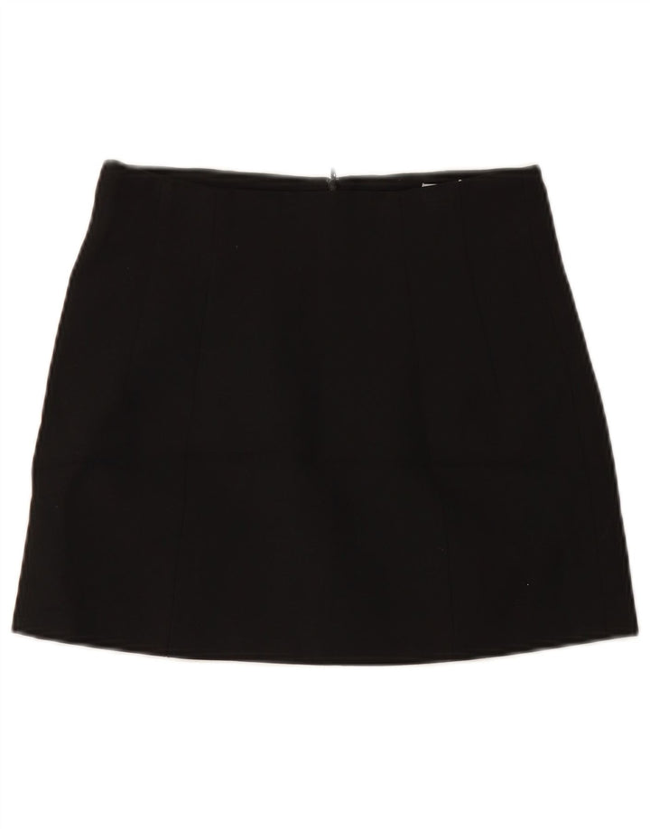 ZARA Mujer Mini Falda Small W26 Poliéster Negro