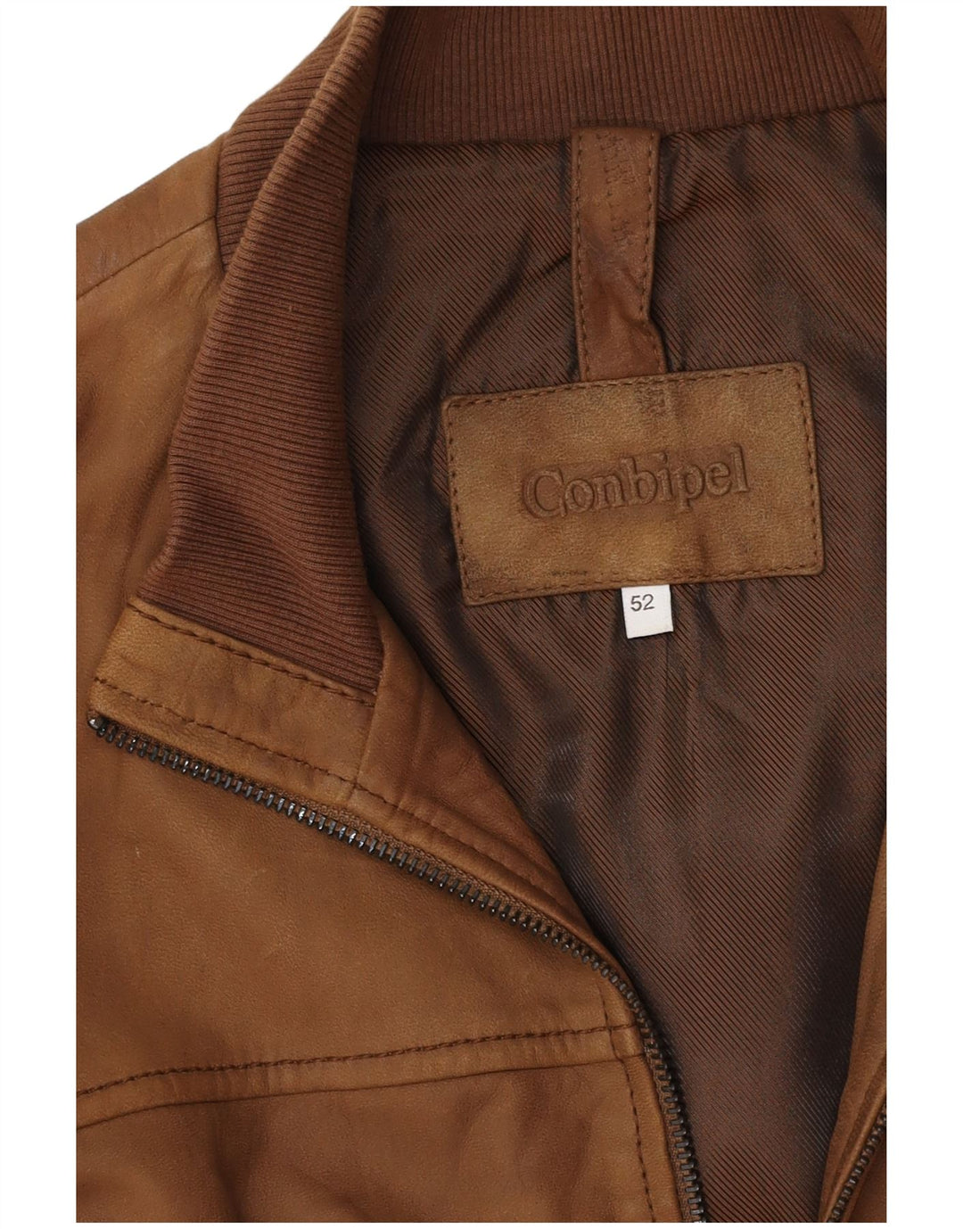 Conbipel Chaqueta de cuero para hombre IT 52 Cuero marrón grande