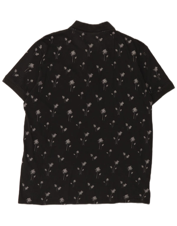 Pierre Cardin Polo para hombre grande negro floral algodón hawaiano
