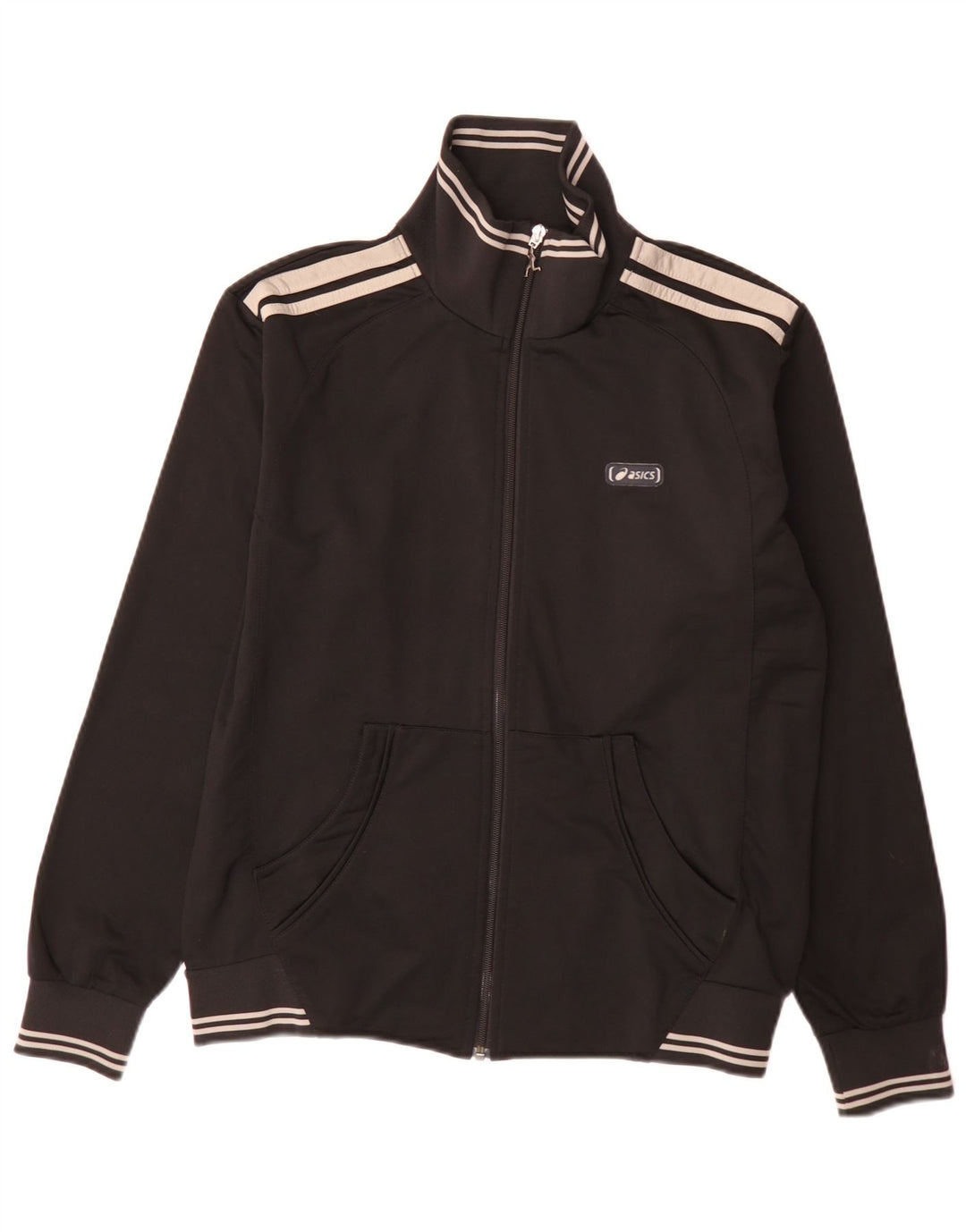 Asics Hombre Regular Fit Chándal Top Chaqueta Medium Black Colourblock Sports