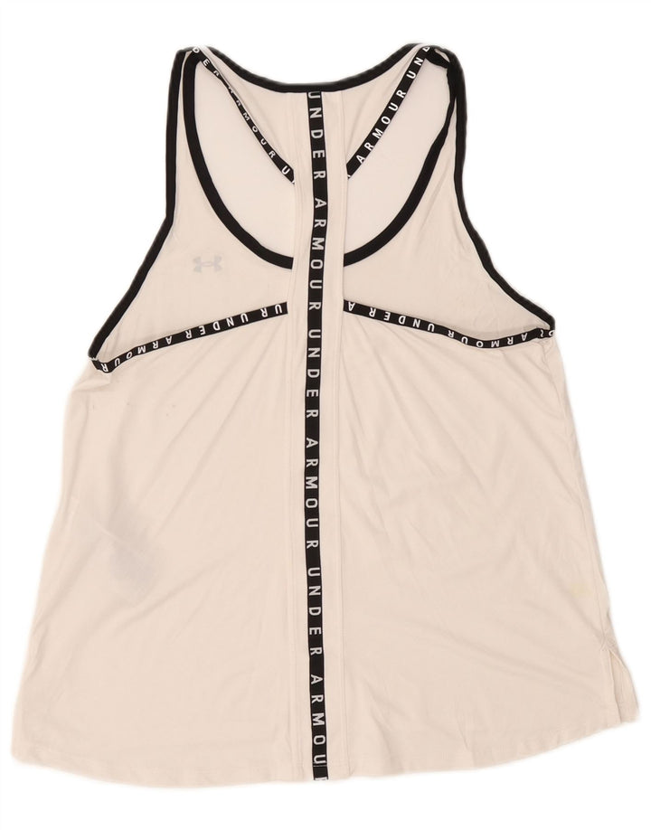 Under Armour Camiseta sin mangas con gráfico Heat Gear para mujer, Reino Unido 12, poliéster blanco mediano