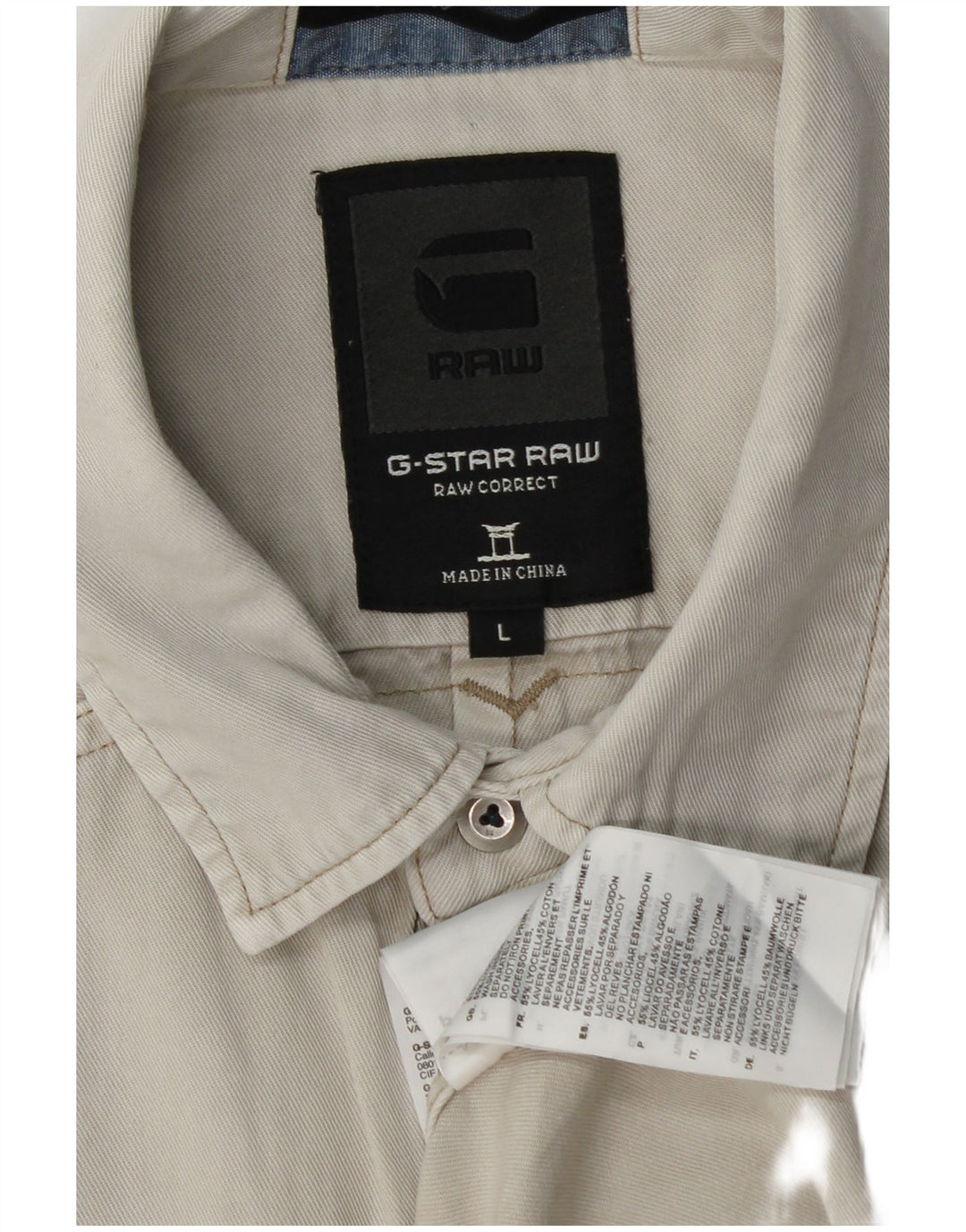 G-STAR Camisa vaquera de manga corta para hombre Lyocell gris grande
