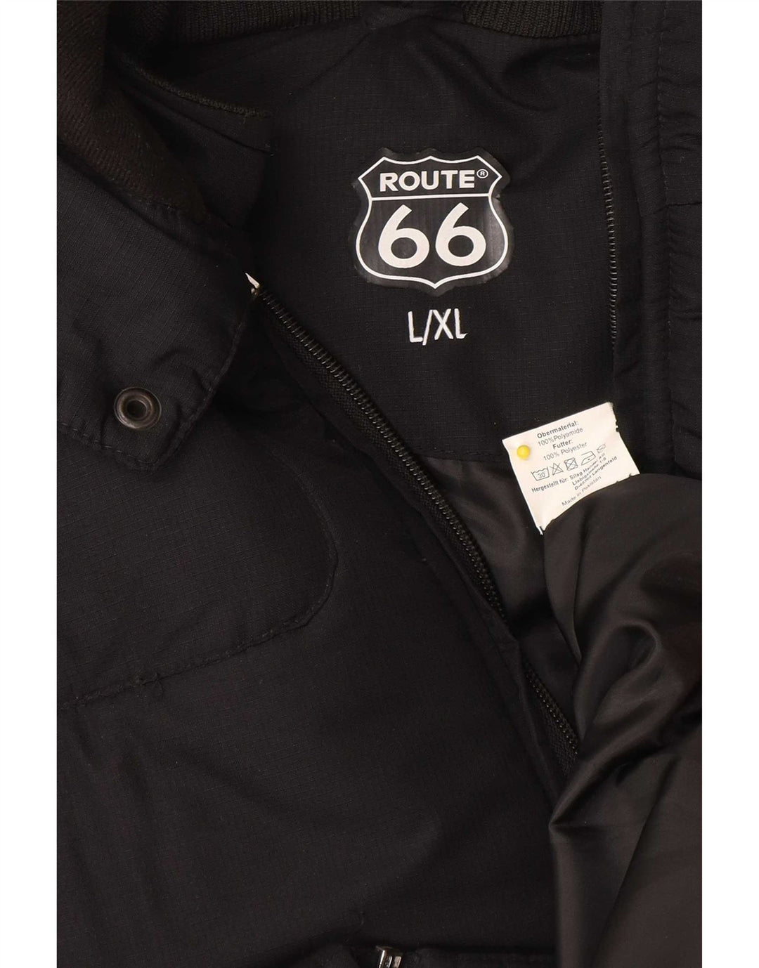 Route 66 Chaqueta acolchada con capucha para hombre UK 40 Large Poliamida negra