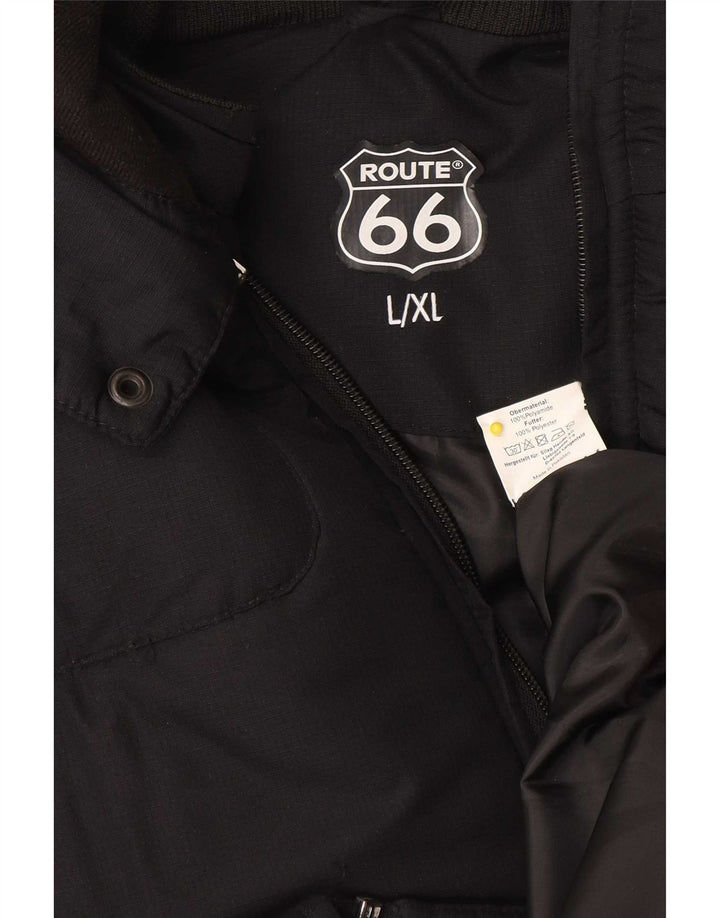 Route 66 Chaqueta acolchada con capucha para hombre UK 40 Large Poliamida negra