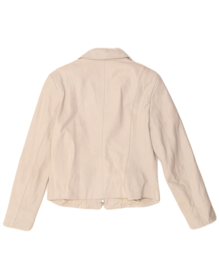 Cabrini Chaqueta Blazer de Cuero para Mujer IT 40 Small White Leather