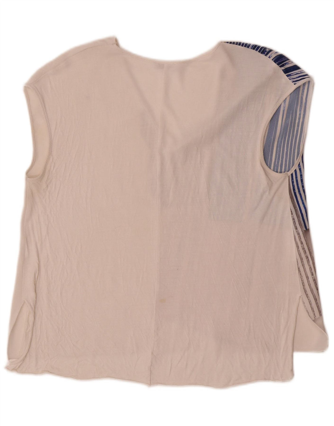 Zara Mujer Blusa Sin Mangas Top UK 44 Medio Blanco Colorblock