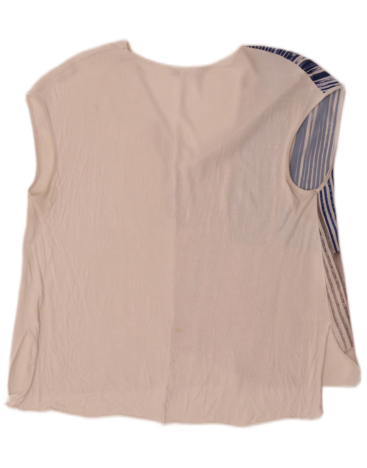 Zara Mujer Blusa Sin Mangas Top UK 44 Medio Blanco Colorblock