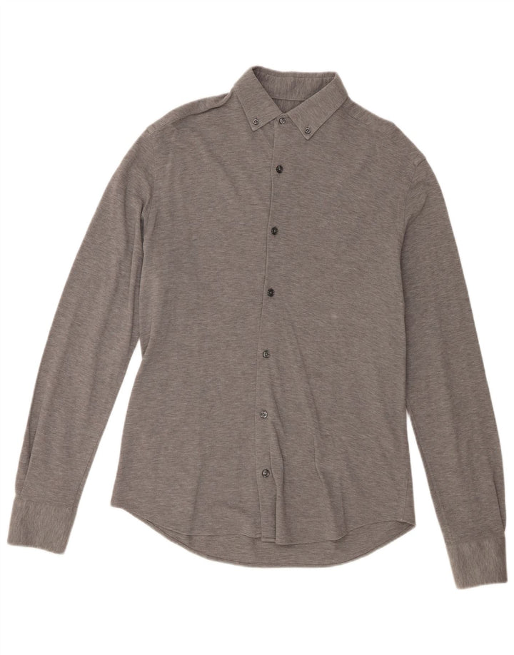 Camisa Massimo Dutti Hombre Gris Medio Moteado