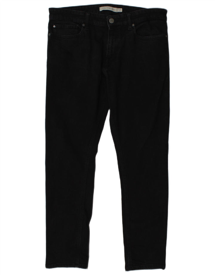 CALVIN KLEIN Vaqueros ajustados para hombre W34 L30 Algodón negro