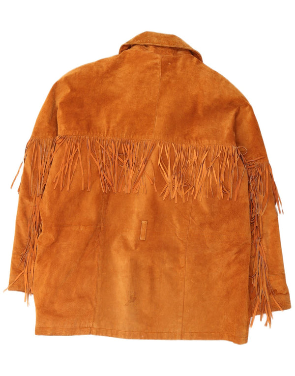 VINTAGE Chaqueta de ante para hombre EU 54 2XL Cuero marrón