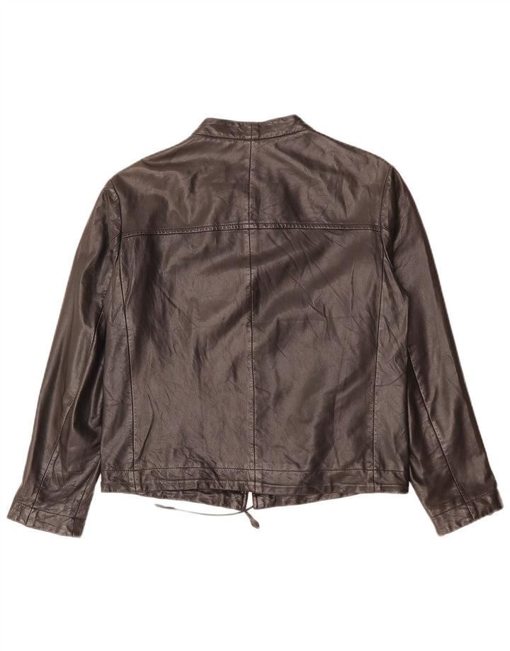 Rene Lezard Chaqueta de cuero para mujer UK 10 Small Black Leather