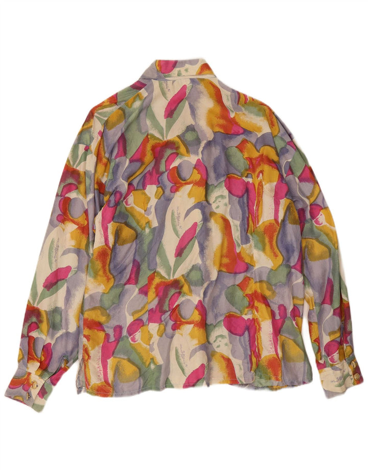 Egoiste Blusa camisera con estampado abstracto para mujer UK 44 Large Seda multicolor