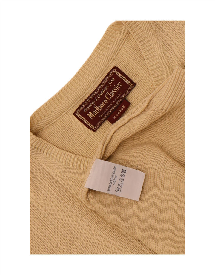 Marlboro Classics - Jersey con cuello en V para hombre, talla XL, algodón beige