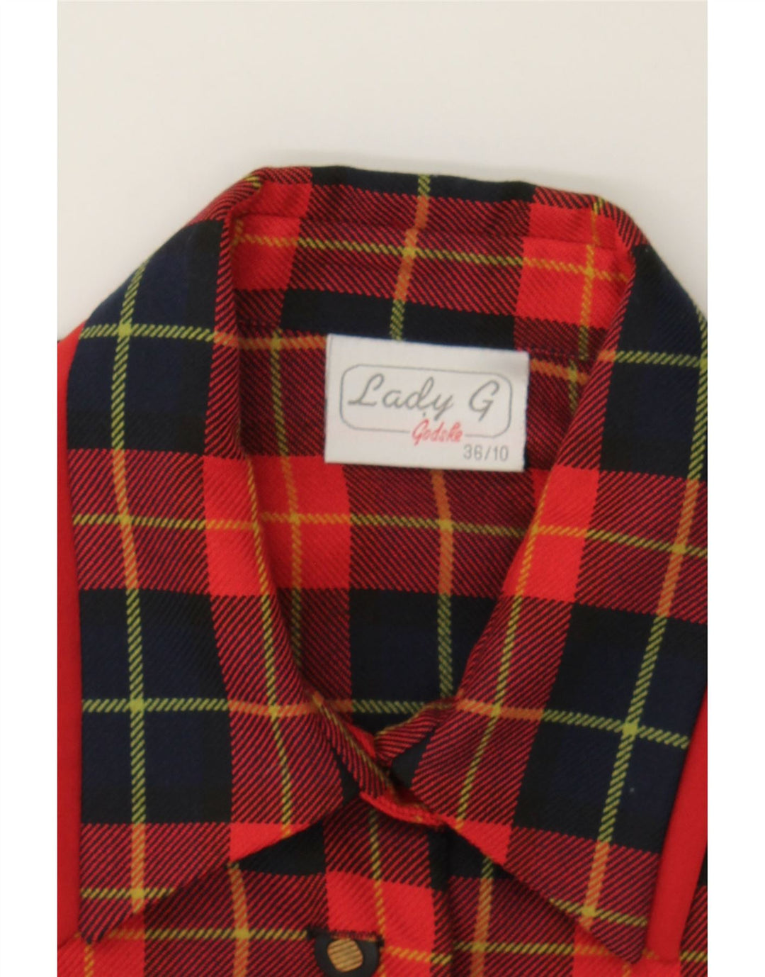 VINTAGE Womens Pullover Shirt Dress UK 10 Small Red Check Polyester Vintage Vintage and Second-Hand Vintage from Messina Hembry 