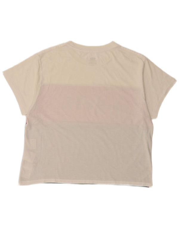 LEVI'S Camiseta corta con gráfico para mujer UK 10 Small White Colourblock