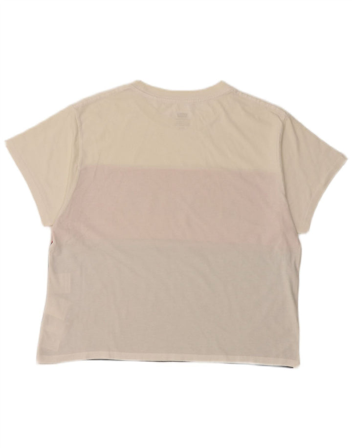 LEVI'S Camiseta corta con gráfico para mujer UK 10 Small White Colourblock