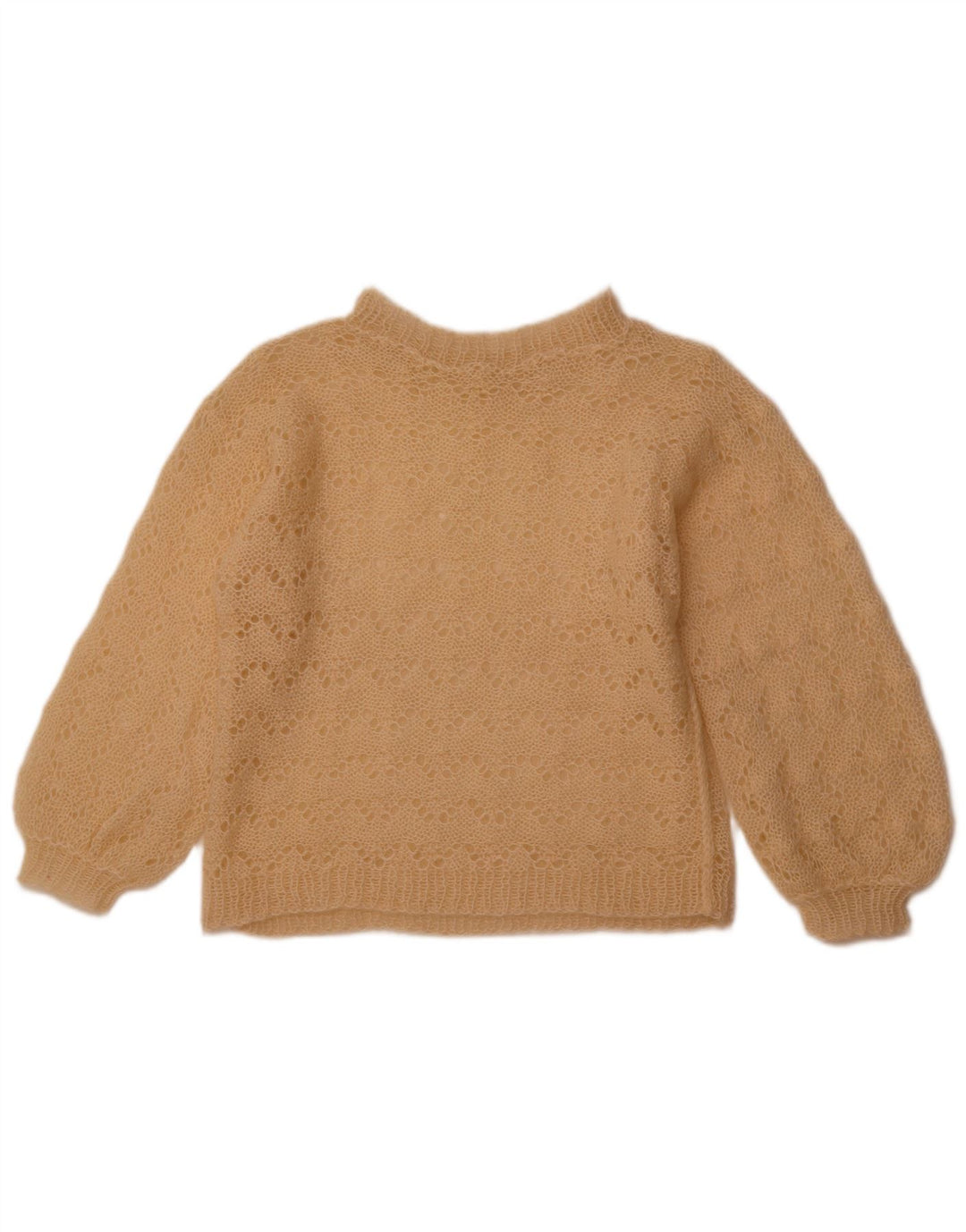 VINTAGE Mujer Crop Boat Neck Jumper Suéter Reino Unido 12 Medio Beige