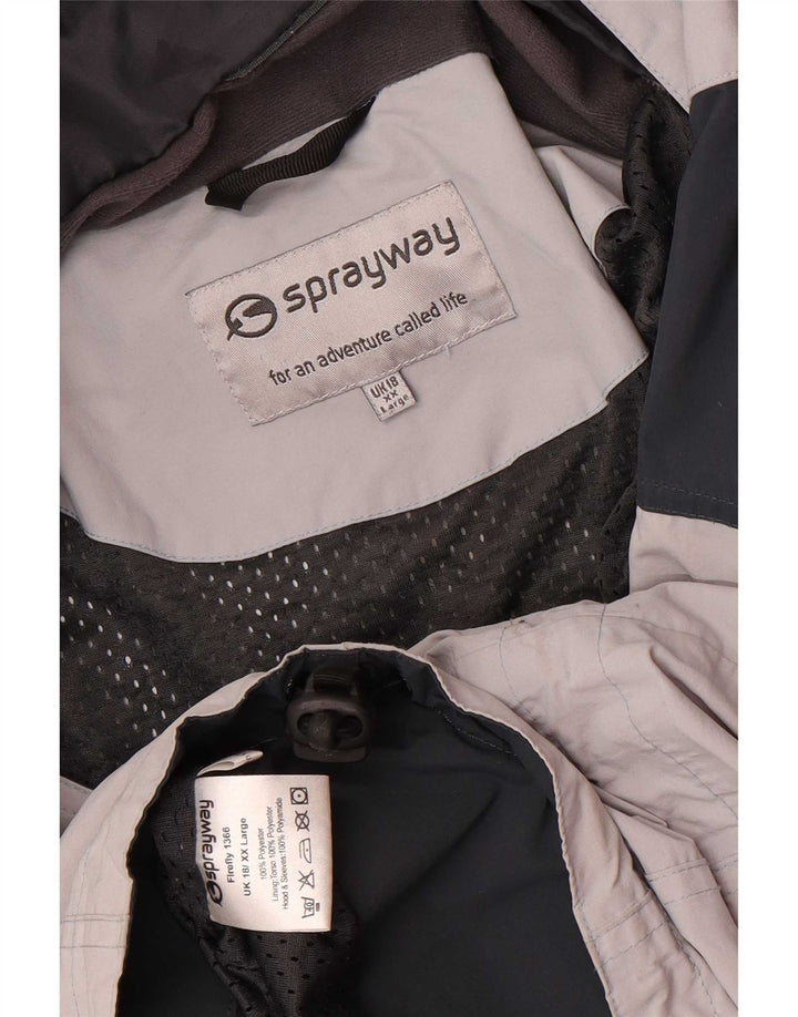 Sprayway Chaqueta impermeable extragrande con capucha para mujer UK 40 XL Gris Colorblock