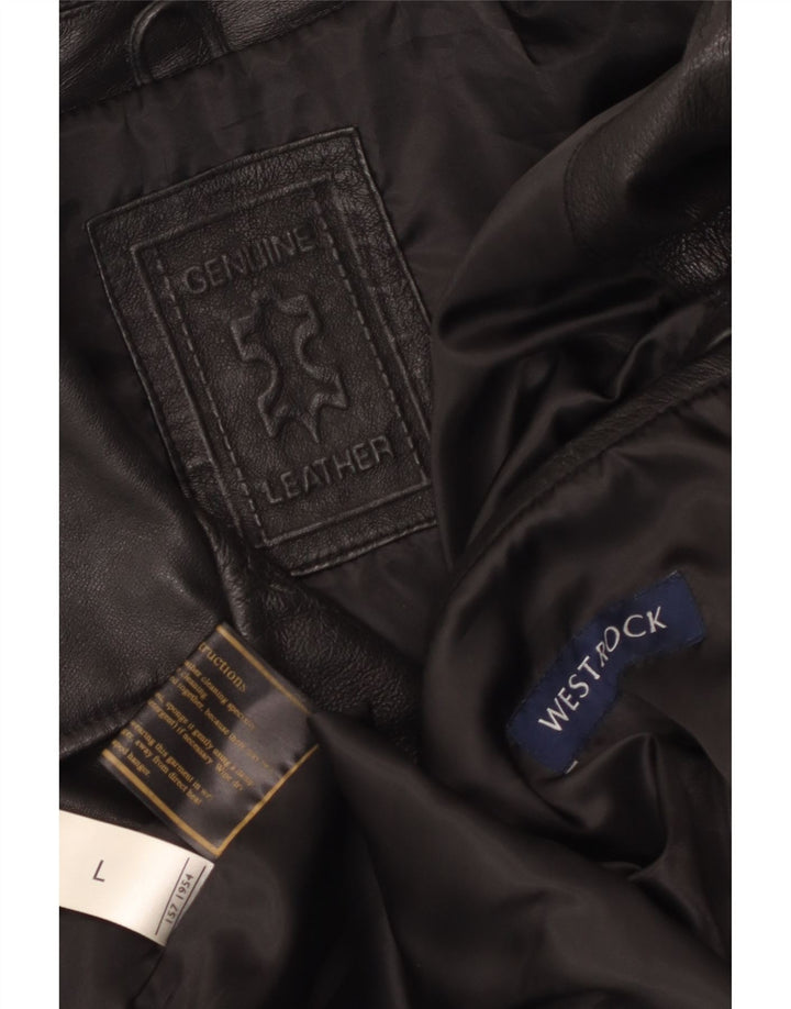 Vintage chaqueta de cuero para hombre Reino Unido 40 cuero negro grande
