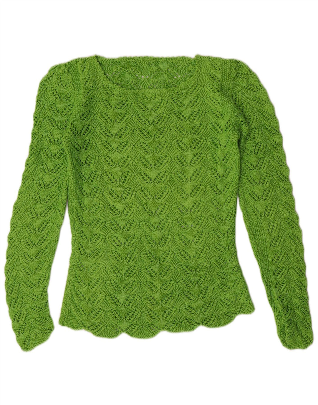 VINTAGE Mujer Barco Cuello Jersey Suéter Reino Unido 8 Pequeño Verde