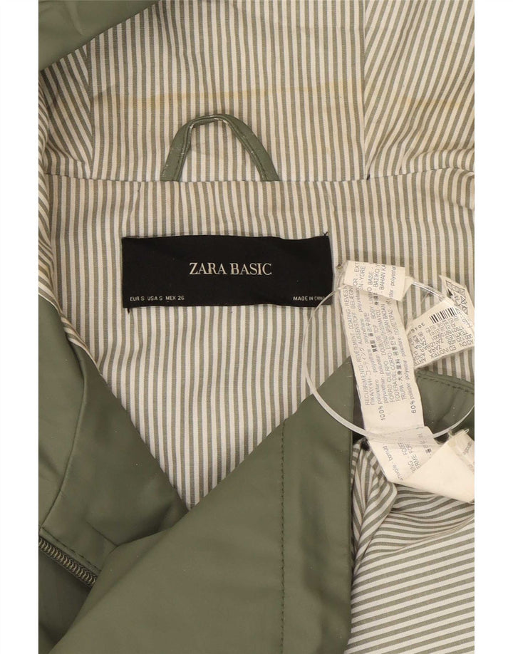 Zara Mujer Chubasquero Con Capucha ES 40 Pequeño Poliéster Verde