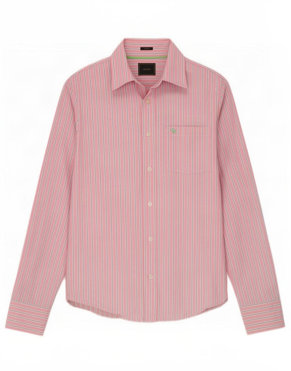 Abercrombie & Fitch Camisa ajustada de algodón a rayas rosa medio para hombre
