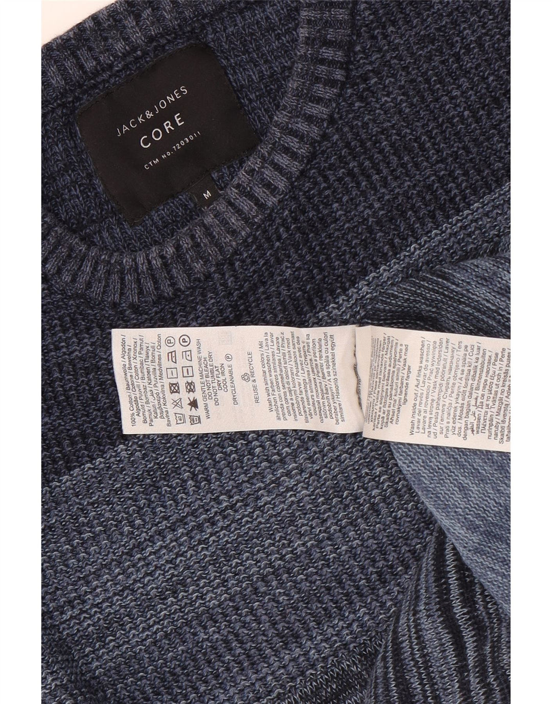 Jack & Jones Hombre Jersey Con Cuello Redondo De Algodón A Rayas Azul Medio