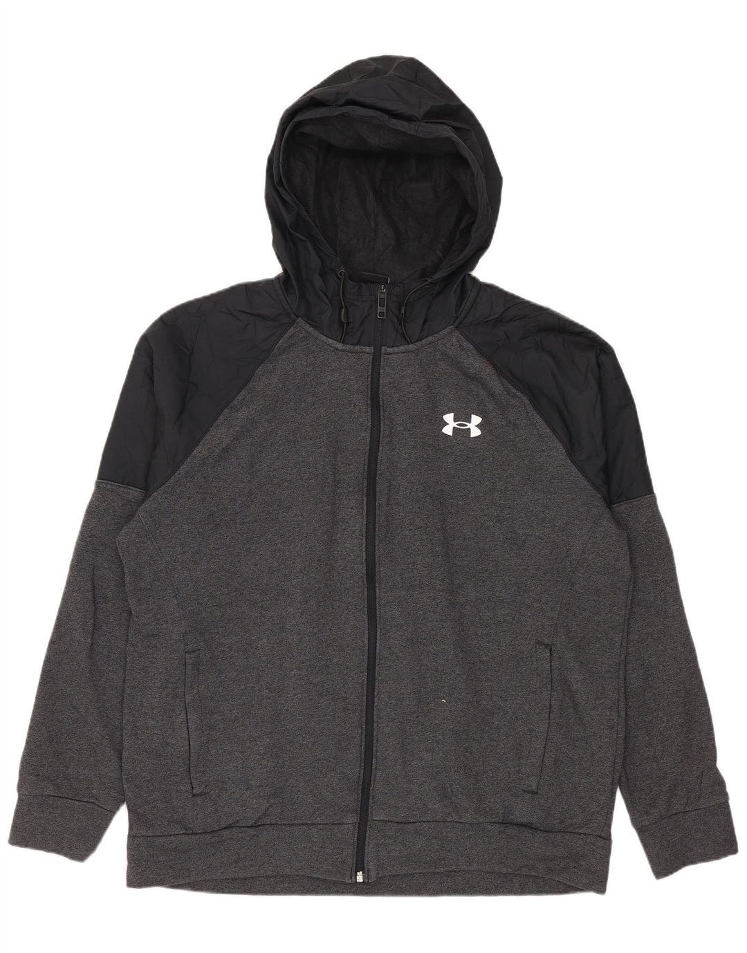Under Armour Sudadera con capucha y cremallera para hombre, talla grande, algodón gris