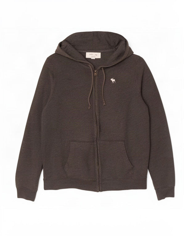 Abercrombie & Fitch Mens Zip Hoodie Sweater XL Grey Flecked Cotton