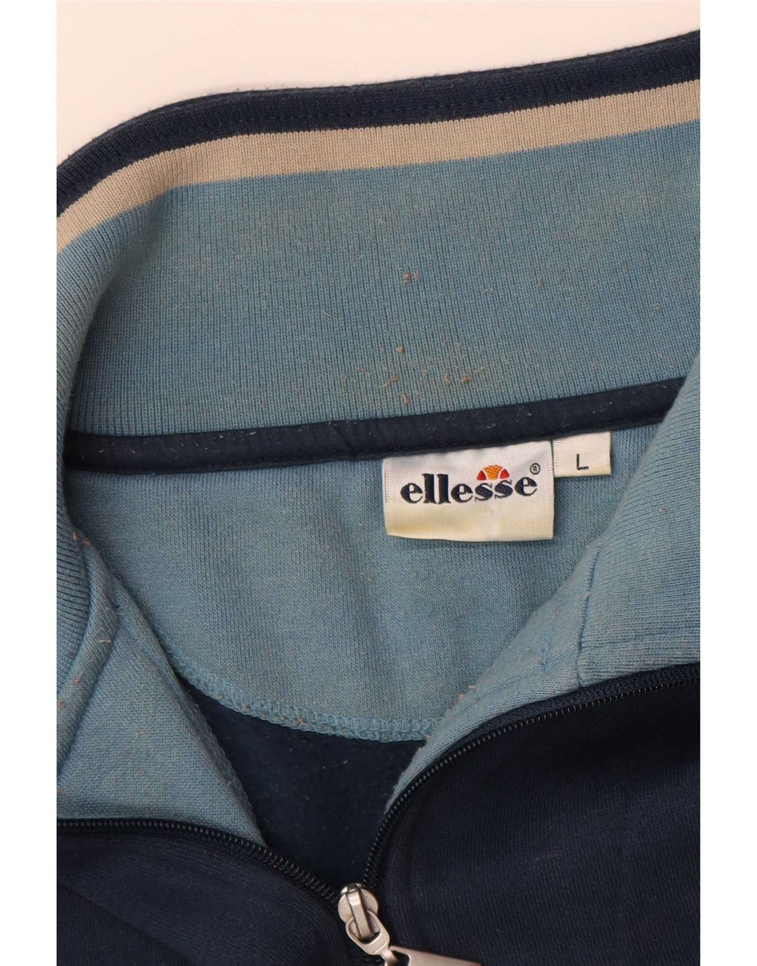 Ellesse Hombre Zip Neck Sudadera Jumper Large Azul Marino Algodón
