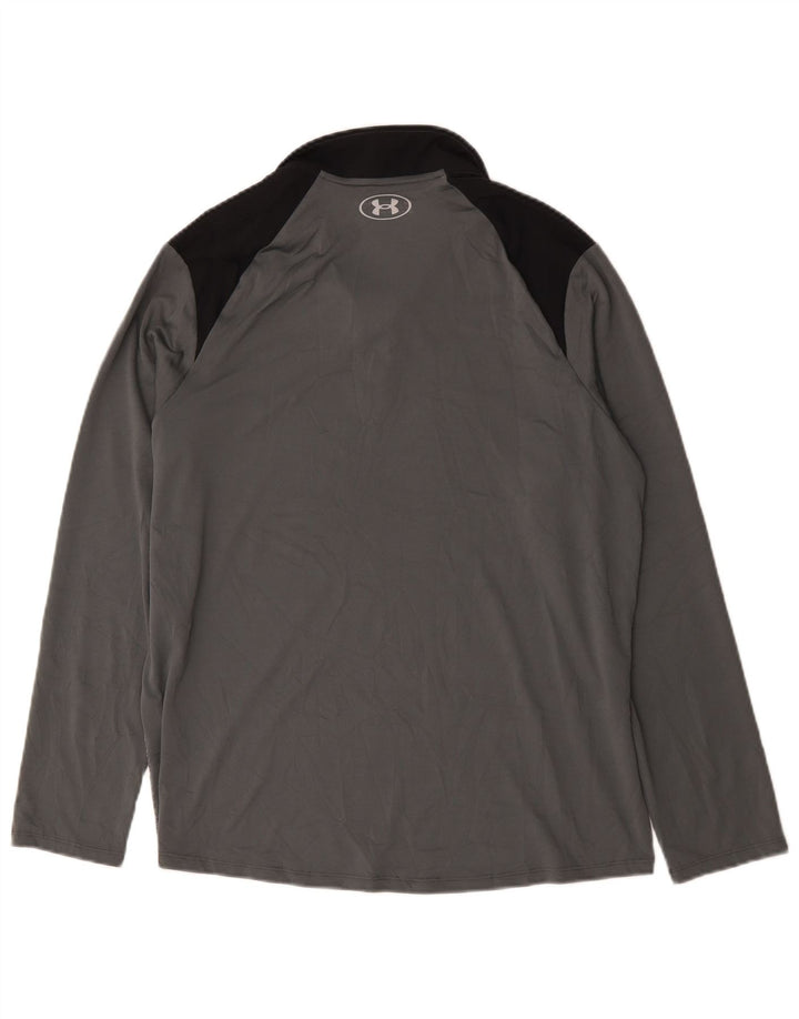 Under Armour Hombre Zip Neck Pullover Chándal Top Grande Gris Colorblock