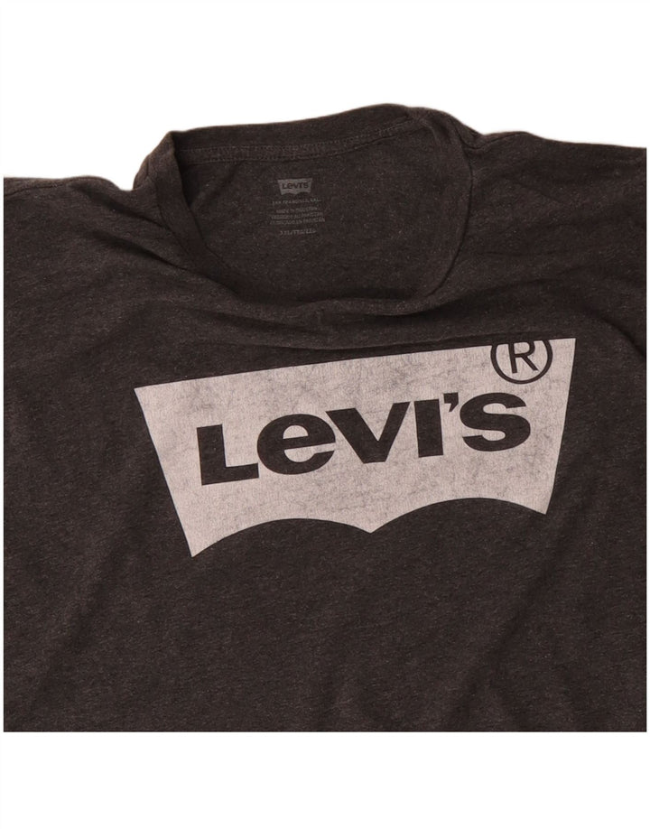 LEVI'S Camiseta gráfica para hombre Top 2XL Algodón gris