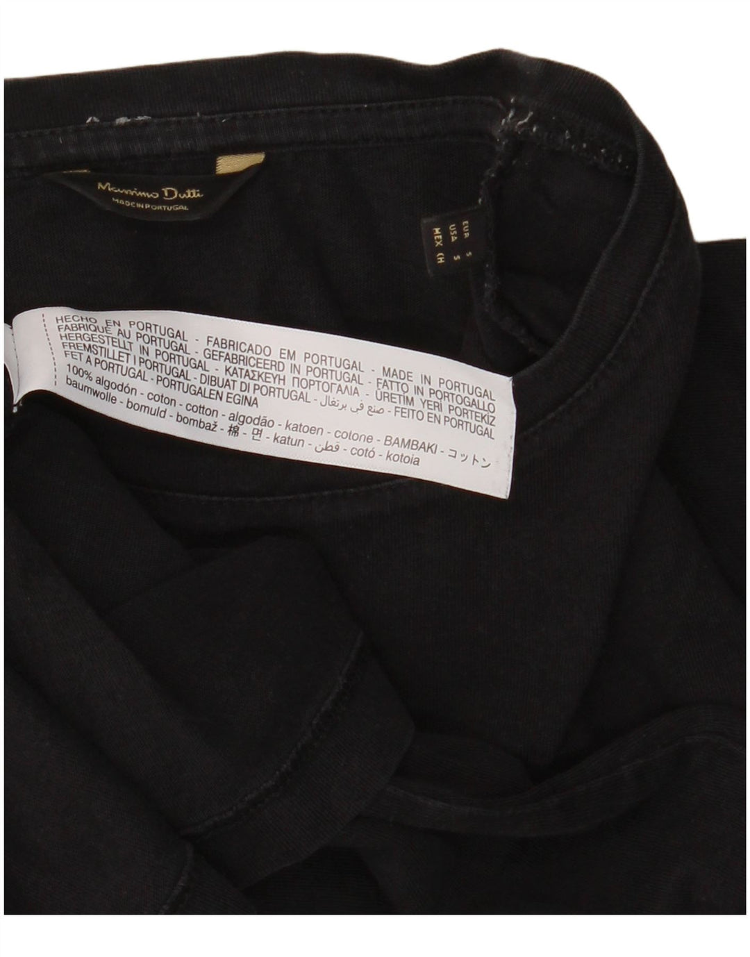 Massimo Dutti Hombre Camiseta Top Small Negro Algodón