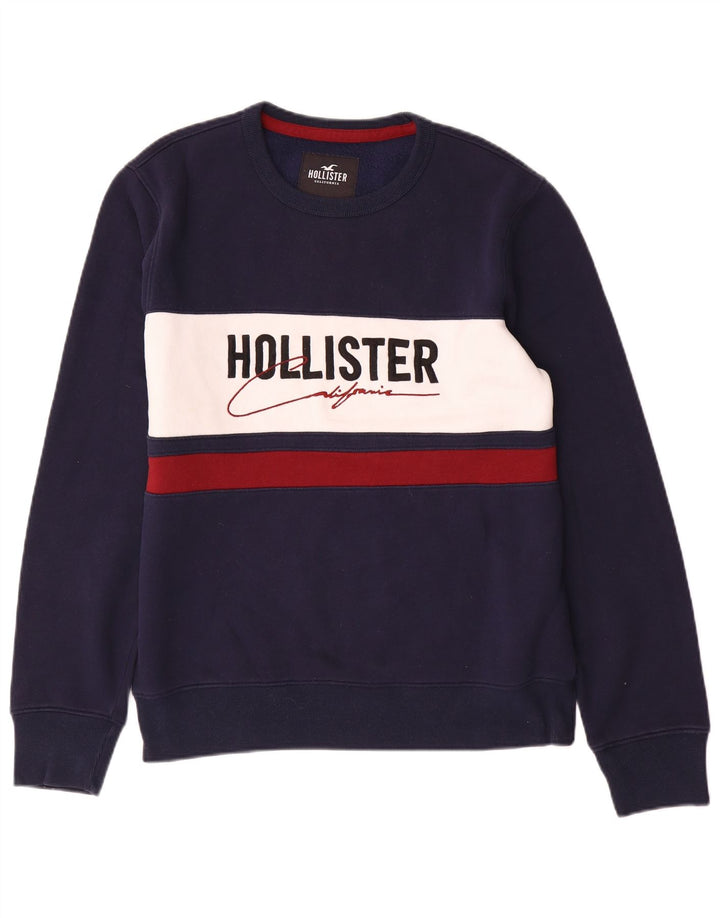 Hollister Hombre Sudadera Gráfica Jumper Medium Azul Marino Colorblock