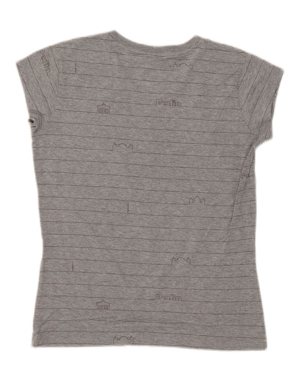Nike - Camiseta gráfica para mujer, talla 44/16, talla grande, color gris a rayas