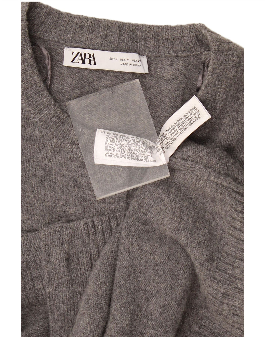 Zara Mujer Cárdigan Suéter UK 10 Small Gris Lana Moteada