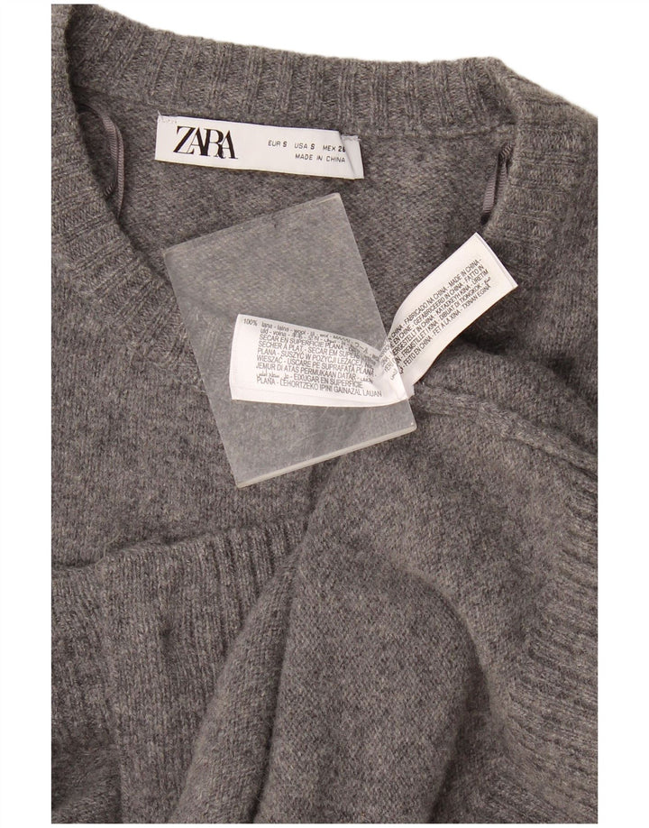 Zara Mujer Cárdigan Suéter UK 10 Small Gris Lana Moteada