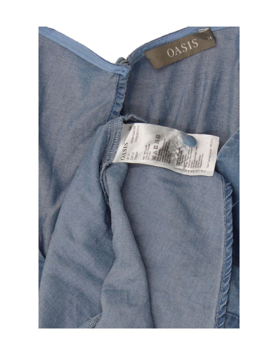 Blusa Oasis Mujer Top UK 44 Lyocell Azul Medio
