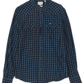 WRANGLER Camisa de franela ajustada de algodón a cuadros azul medio para hombre