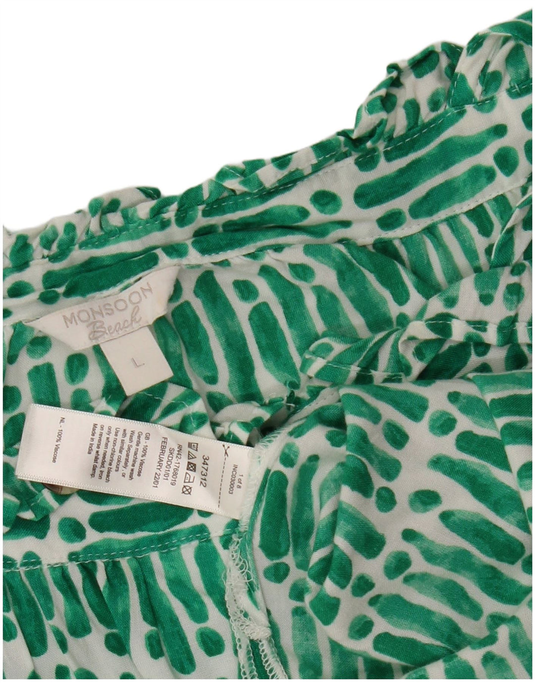 MONSOON Blusa corta extragrande para mujer UK 46 Grande a rayas verdes