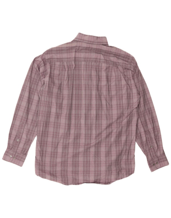 CALVIN KLEIN Camisa de corte regular para hombre Talla 16 Algodón a cuadros morado grande