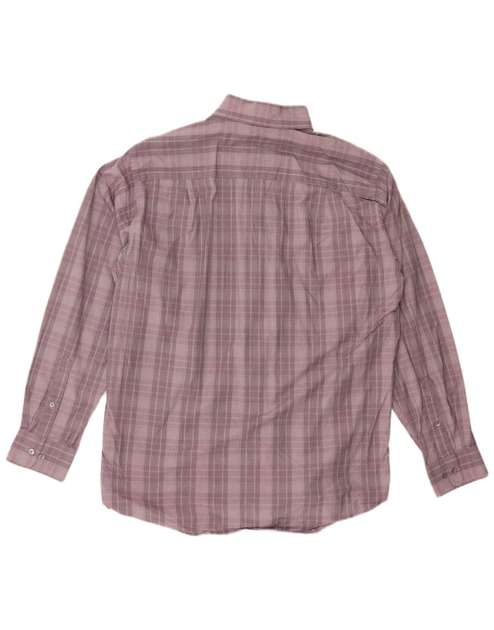 CALVIN KLEIN Camisa de corte regular para hombre Talla 16 Algodón a cuadros morado grande