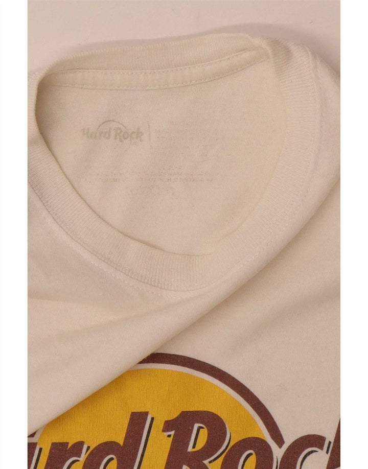 Hard Rock Cafe Mens Paris Graphic Camiseta Top Mediano Blanco