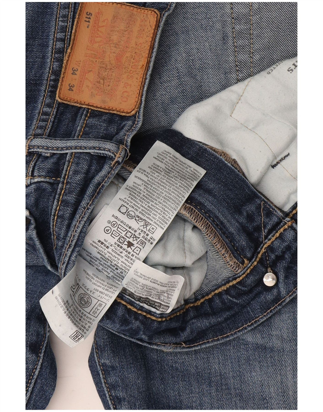 Levi's Hombre 511 Slim Jeans W34 L28 Algodón Azul