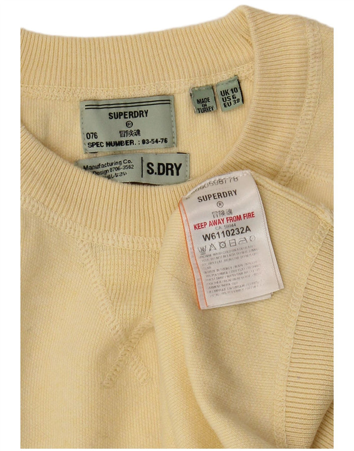 SUPERDRY Womens Oversized Crop Sweatshirt Jumper UK 10 Small  Yellow